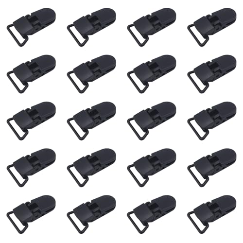 Image of 20-Pack Pacifier Clip Replacement Ends - BPA-Free Plastic Fasteners for DIY Baby Crafts, Sewing Bibs & Blankets Straps (3 /4 Inch, Black)