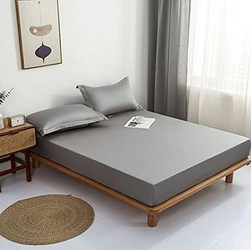 INJOY HOME DECOR 100% Pure Cotton Fully Fitted Sheet Super King Bed Deep Pocket Bedding Sheet Non-Iron Easy Care Soft Cotton Sheet Fully Elasticated Bedsheet (Gray