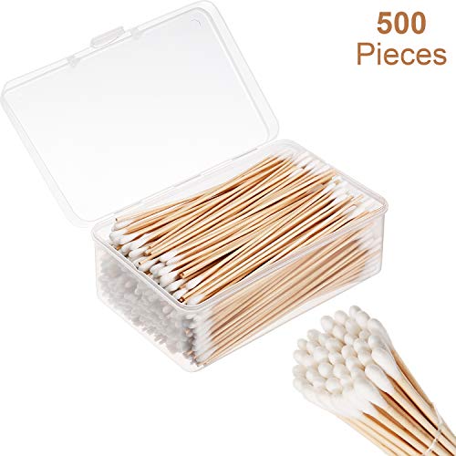 image for Norme 500 Pieces Cotton Cleaning Swabs Tip with Wooden Handle Cleaning