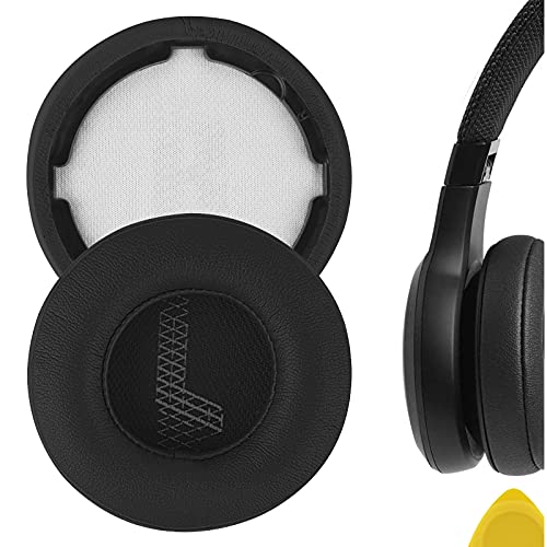 Geekria QuickFit Almohadillas de repuesto de piel de proteína para auriculares JBL LIVE 400BT, almohadillas para auriculares, almohadillas para auriculares, piezas de reparación (negro)