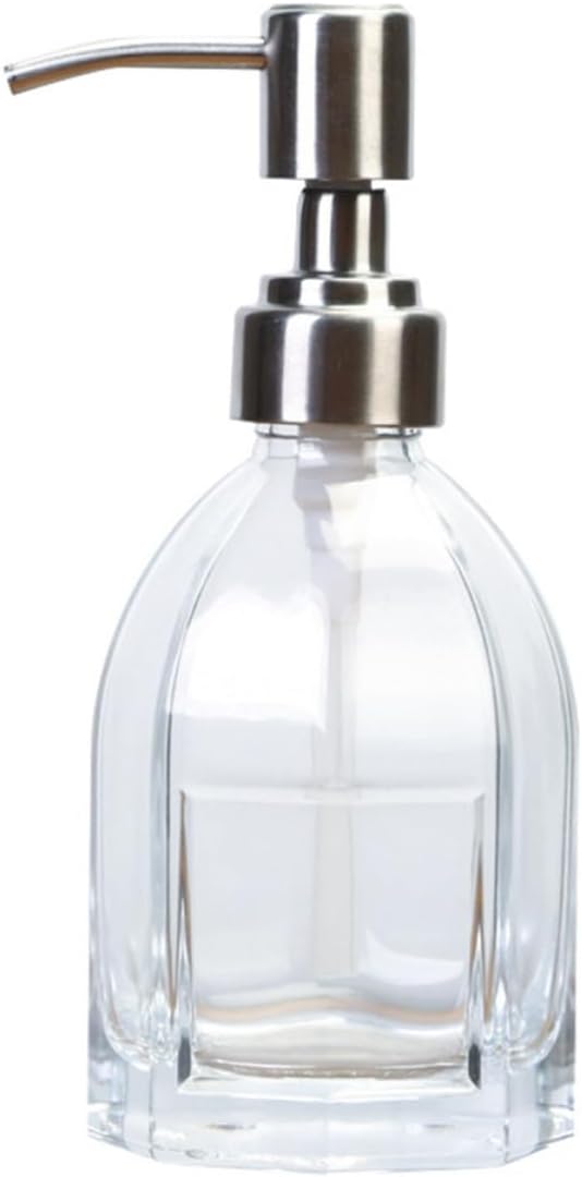 Glass Pump Dispenser Bottle, Reusable Liquid Container Refillable 210ml