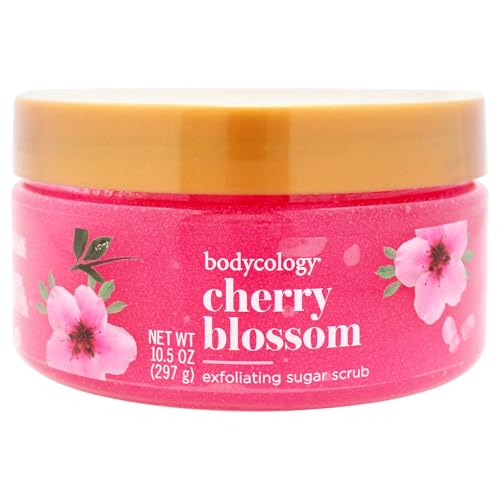 Bodycology Cherry Blossom Sugar Body Scrub | Softens and Nourishes Skin | Relaxing Floral Aroma | Sugar Body Scrub 297g