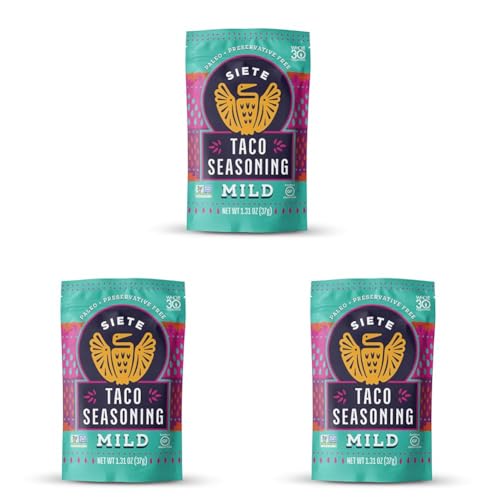 Siete Mild Taco Seasoning Mix, Gluten Free, Vegan, Paleo, Preservative Free, Whole 30 Approved (Pack of 3)