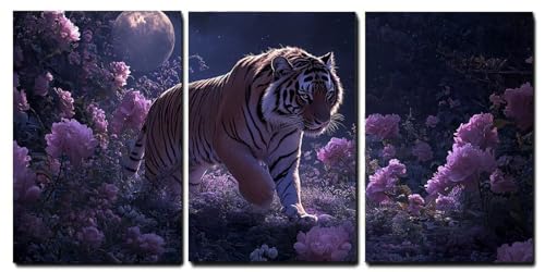 Tableaux sur toile tigre cadeau crémaillère déco moderne salon avec cadre bois