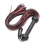 VKFOFEG Sex Peitsche Leder, Sex Spielzeug für Paar, BDSM Spielzeug, SM Peitsche Bondage Flogger, Schwarz & Rot