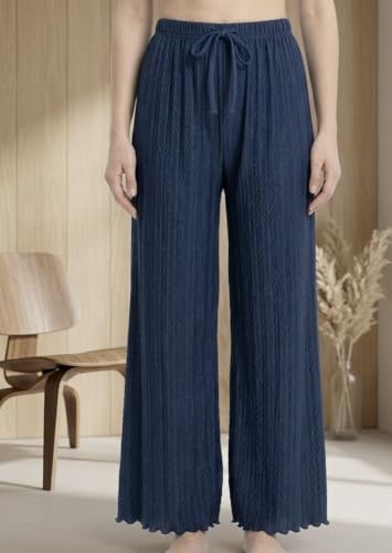 Image of Women Pack of 2 Pleated Palazzo Pants | Free Size (M to 3XL) | Elastic Waist with Drawstring | Soft Stretch Fabric | Casual, Office