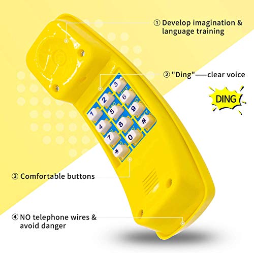 HAPPYPIE Toy Phone for Kids Swing Set Phone Pretend Phones and Learning Education Phones Plastic Telephone Creative Children Play Phone for Toddlers Baby Cell Phone Playhouse Phone (Yellow)