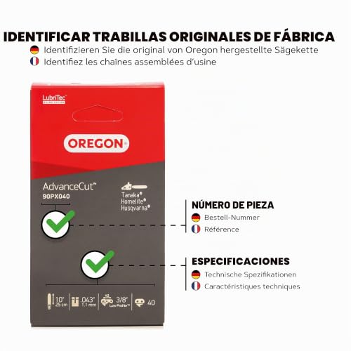 Miniatura 4 de Oregon 90px040e Cadena De Motosierra Advancecut, Para Espadas De 25cm - 40 Eslabones Compatible Con Husqvarna, Makita, Worx, Ryobi Y Muchas Más