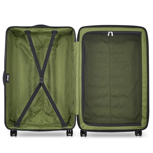 Jeep JH004C Hardside Expandable Luggage with Spinner Wheels (Black, Checked-Large 28 Inch)