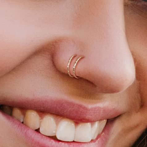 Tiny Nose Hoop Piercing - Small Nose Hoop for Women - Handmade Artifical Jewelry - Image 2
