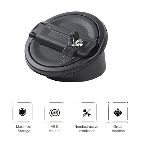 Sqqp Locking Fuel Filler Door Gas Tank Cap Cover, Aluminum Fuel Door Exterior Accessories For 2018-2021 Jeep Wrangler Jl & Unlimited Sport Rubicon Sahara 2/4 Door（Black） #TOP4