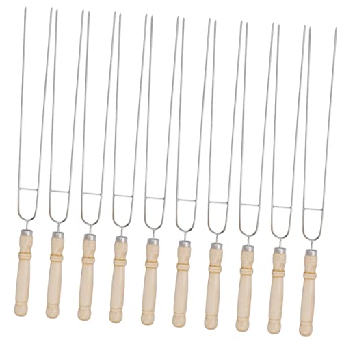 UKCOCO 10 pezzi Spiedini da Barbecue Inossidabile con Legno Accessorio per Grigliate Professionale per Arrosti e Verdure Facile da Usare e Duraturo
