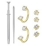 RGYBAO Juego de 8 elegantes anillos de nariz cónicos con textura de acero inoxidable con varios diseños, joyería corporal para uso diario con anillos, One Size, como se describe, como se describe