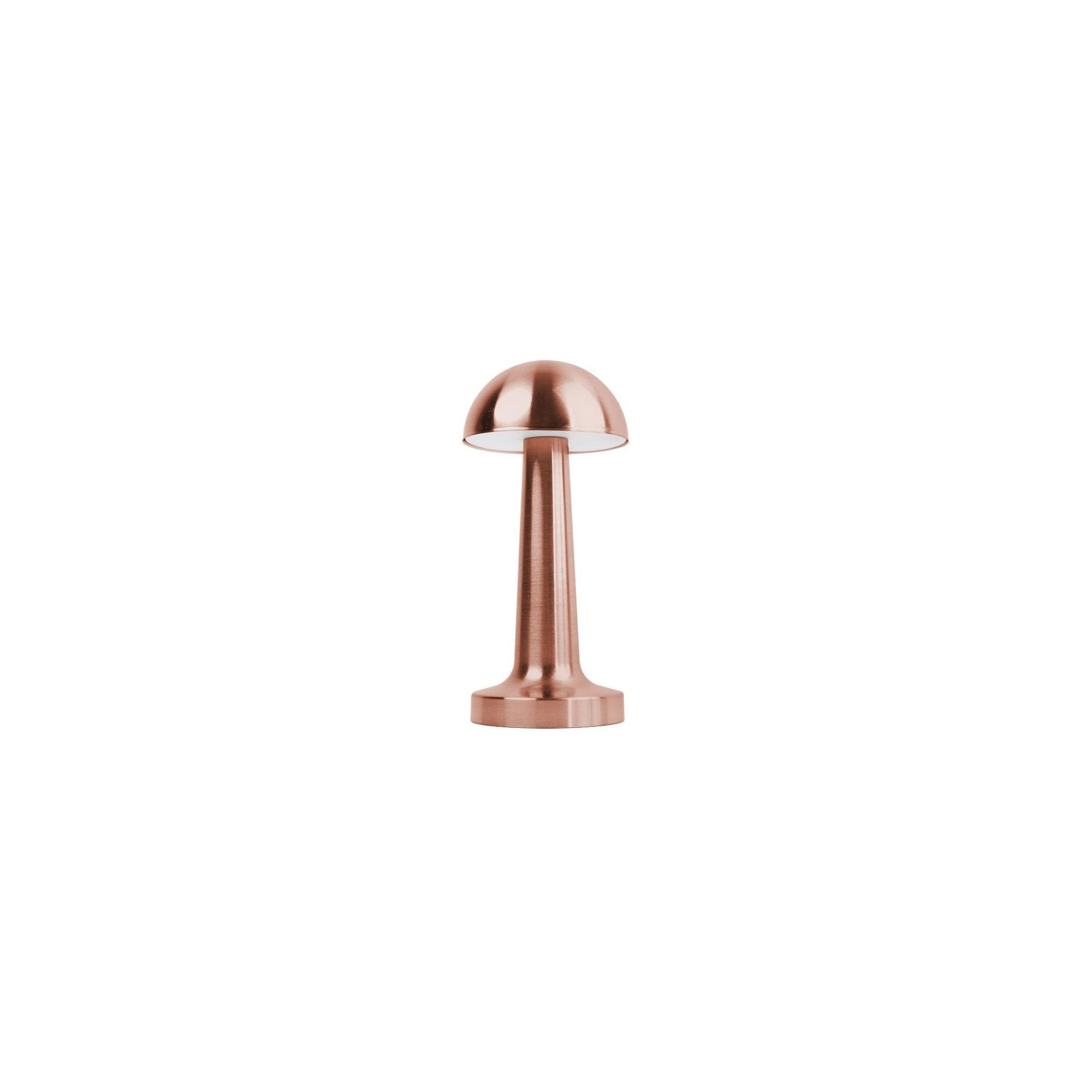 Lámpara LED baja redonda recargable oro rosa luz regulable CCT (1500K/3000K/6000K) 2W activación táctil 1200mAh USB-C 22x10 cm luz auxiliar