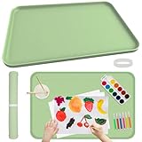 【Perfect Size -Friendly Design】This 24x16 inch (61x41cm) large green silicone mat provides ample space for creative projects. The raised edges contain messes from paint, resin, or slime, while the smooth, non-porous surface is easy to clean. It rolls...