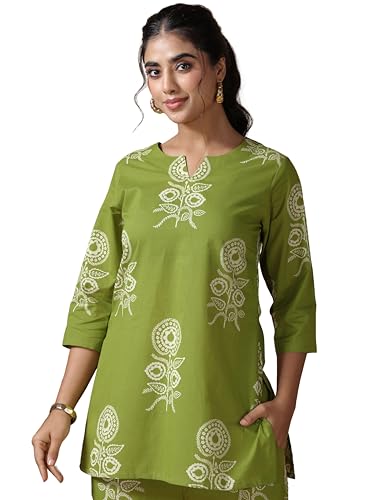 Image of Pinkmint Women's Pure Cotton Co Ord Set l Kurta Sets for Women |Kurta Sets| Printed Kurta with Pant l Stylish Pocket & 3 /4 Sleeve Women Co-ord Set (Avaiable in Plus size)