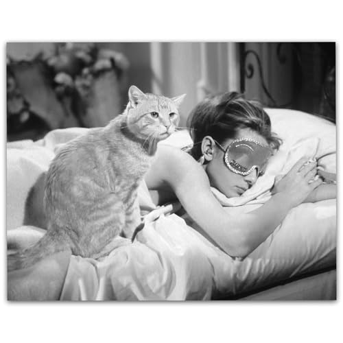 Audrey Hepburn in Breakfast at Tiffany's 11x14 Unframed Print – Chic Feminine Wall Decor for Cozy Bedrooms, Living Rooms, Offices, Dorms & Lounges – Vintage Hollywood Glamour & Cat Lover Artwork