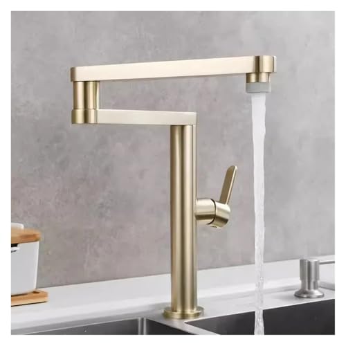 Robinet de cuisine pliable noir et or brossé pour évier - 3