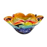 Badash Allura Bowl - Murano-Style Rainbow Art Glass - Murano-Style Art Glass Bowl Centerpiece - 8” Mouth-Blown Glass Bowl - Decor Bowl Centerpiece Home Decor Accent