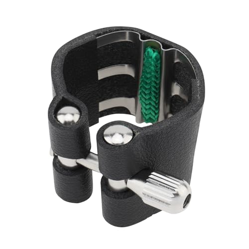 OriGlam Bb Clarinet Ligature with Plastic Cap, Leather Ligature with Mouthpiece Cap, Clarinet Mouthpiece Fastener Set Professional B-flat Accessories fits for Bb Clarinet
