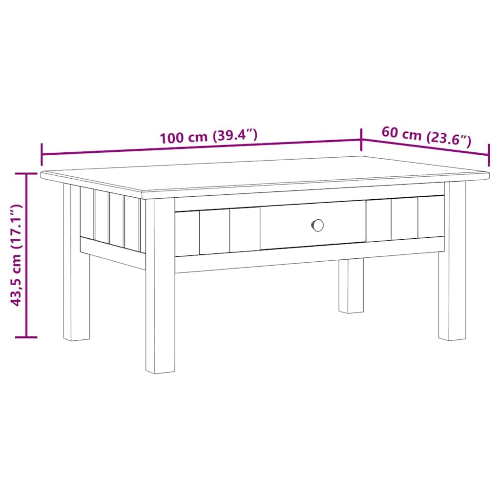 vidaXL Mesa Centro Madera de Pino Estilo Panamá Mobiliario Duradera Robusta Resistente Práctica Funcional Elegante Moderna Útil Blanca 100x60x45cm