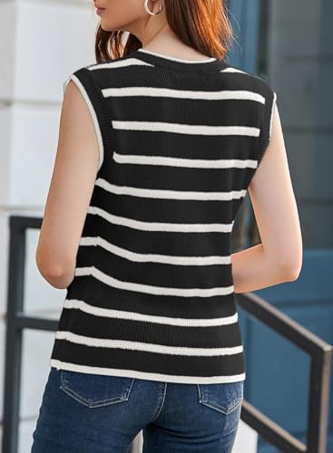 Dokotoo Tank Top for Women 2025 Striped Casual Crewneck Sleeveless Lightweight Sweater Vest Knit Summer Clothes2