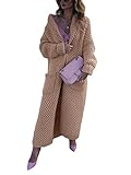  Onsoyours Gilet Femme Cardigan Long en Tricot Veste Ouvert Épais Manches Longues Pull Gilet Chaud Casual Capuche Manteau Sweater Hiver Chandail Outwear Kaki XXL