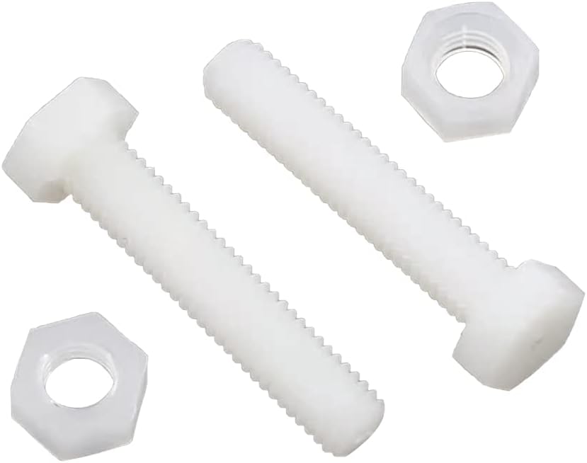 Piutouyar 20 Pair M5x25mm White Nylon Hex Bolts Plastic Hex Nuts Full Thread Hex Head Screws and Nuts Set