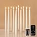 Set of 10 Flameless LED Ivory Taper Candles Featuring Realistic Black Wick with Daily Timer, Remote Control and 20 AA Batteries, Stands not Included