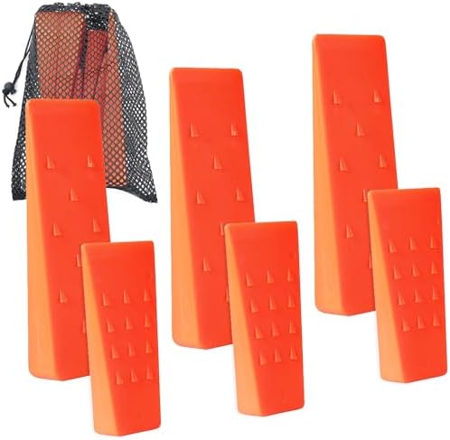 AR-PRO 6 Stück Baum-Fällkeile mit Spikes für sicheres Baumschneiden - je 3 20,3 cm und 14 Keile Aufbewahrungstasche; Fällhunde zur Führung von Bäumen stabilisieren sicher am Boden
