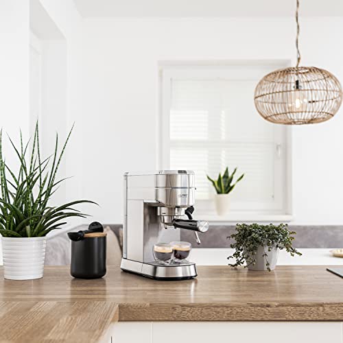 Foto von TZS First Austria Espresso Siebträgermaschine elektrisch, mit professionellem Milchschäumer, tauglich für Pads, 1L Wassertank, inkl. 2 doppelwandige Glasbecher, Edelstahl