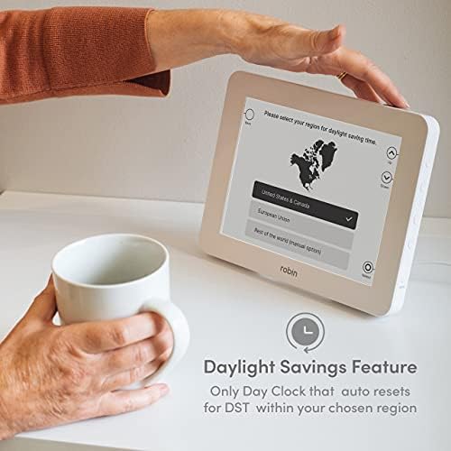 Robin, 2022 Version, Digital Day Clock 2.0 with Custom Alarms and Calendar Reminders, Alarm Clock with Extra Large Display Helps with Memory Loss, Alzheimer's and Dementia, White