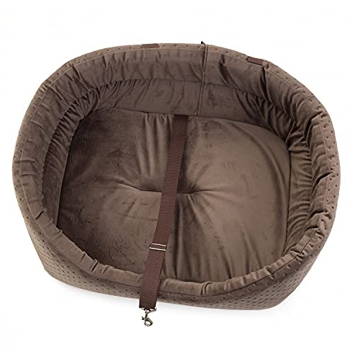 BOUTIQUE ZOO Hunde Autositz Universal Waschbar Abriebfest, Autositz Hund für Vordersitz, Beifahrersitz, Rückbank, Hundebett Hundetasche, M: 51 cm x 40 cm, Braun - Wildlederimitat