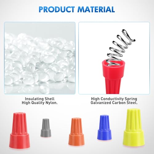 Image of Nilight 100PCS Red Wire Connectors Kit 14-12 AWG Electric Wire Caps Insulating Insert Twist Electrical Wire Terminal with Spring for Connect Electrical Wiring Automotive Car Truck Boats Marine