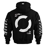 Fabric of the Universe 14oz Ultra Heavyweight Premium Cotton Cyberpunk Fashion Hoodie (US, Alpha, Small, Regular, Regular, Black CXM-Type 202 Mockneck Hoodie)