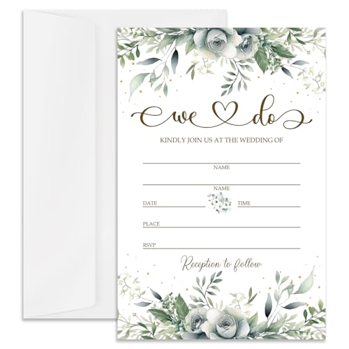 Invitaciones de boda florales estilo Greenery para fiestas de compromiso y cenas de recepción