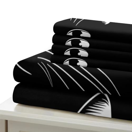 Housse de couette chat 3D parure de lit simple microfibre 135x200cm douce - 6