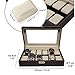 TIMELYBUYS 12 Piece Chocolate Brown Leatherette Men's Watch Box Display Case Collection Jewelry Box Storage Glass Top Father's Day