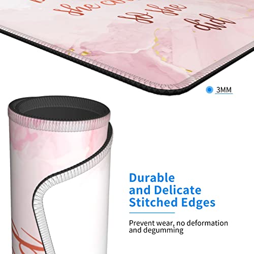 Inspirational Mouse Pad Cute Pink Square Mouse Pads For Desk With Non-Slip Rubber Base Positive Office Computer Mousepad For Wireless Mouse Home Office Decor Desk Accessories, 7.9×9.5 In, She Believed #TOP2