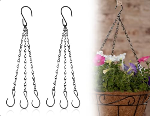 OHYANYAO 2 Cadenas para Cestas De Flores con Ganchos,Cadena Metálica para Colgar Plantas,Macetas,Comederos para Pájaros,Cestas para Plantas,Faroles(Negro)