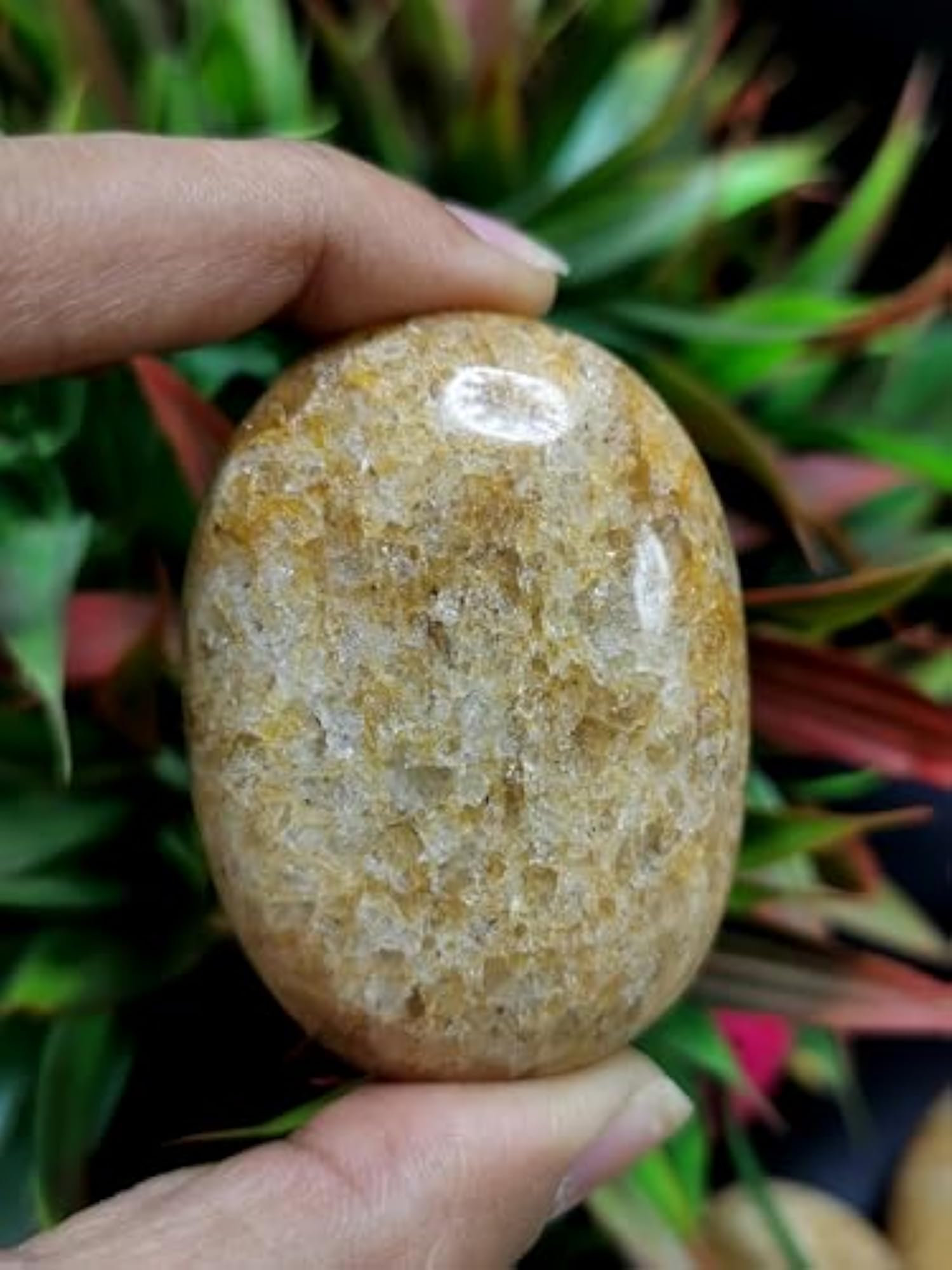Golden Quartz Palmstones for Healing Energy, One Piece