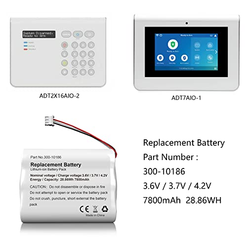 Jsoprtvr Adt Battery Replacement,Adt Panel Battery Replacement,300-10186 Battery For Adt Command Pannel Battery,7800Mah,3.6V/3.7V/4.2V,28.86Wh #TOP2