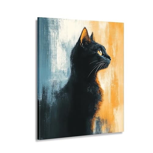 Tableau silhouette de chat noir d'intérieur : une décoration murale poétique pour votre salon