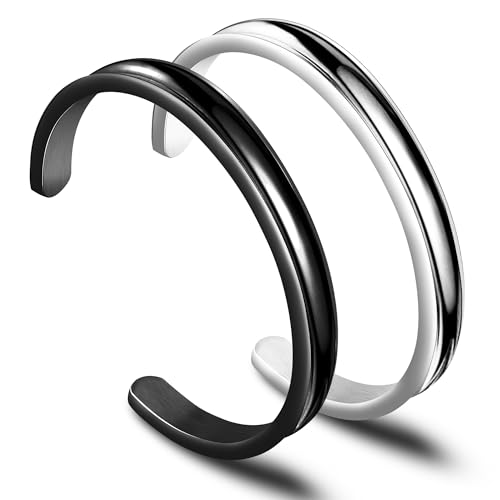 Zuo Bao Hair Tie Bracelet Set High Polishing Stainless Steel Grooved Cuff Bangle for Women Girls