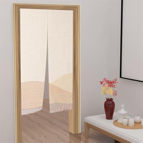 Leowefowa Traditional Japanese Noren Doorway Curtain Window Treatment Tapestry Polyester for Room Divider Curtains Kitchen Home Decorations 33.5" Width x 70.9" Long (Stream-Lined Wave) Cover