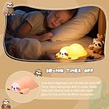 CoolGift Mart Faultier Geschenke, USB wiederaufladbar, niedliche Tier Silikon Nachtlicht, Touch Control & Timer, geeignet für Stillen Lesen Arbeiten Schlaf für Baby Kinder Jugendliche Erwachsene