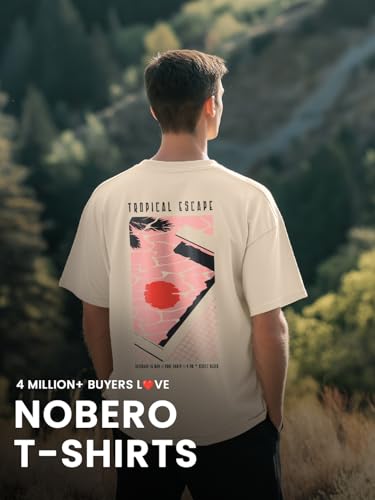 Image of Nobero Men's Oversized Graphic T-Shirt for Men | Soft Cotton | Drop Shoulder Relaxed Fit | Printed Casual Tshirt for Men