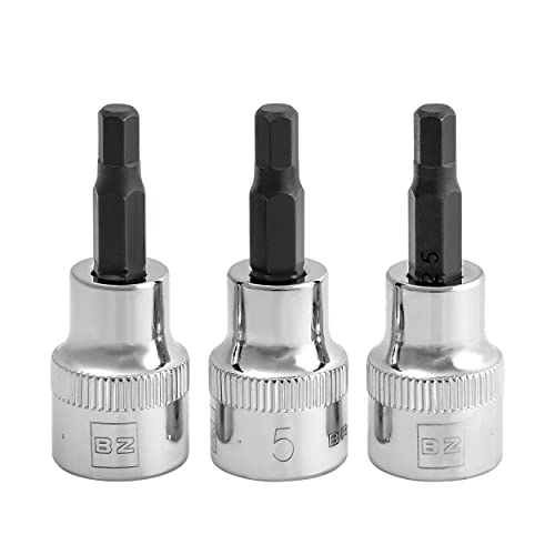Image of BRAZEN 5mm Hex Bit Socket /Allen Driver Three Pack (3 /8 inch Drive, Short)