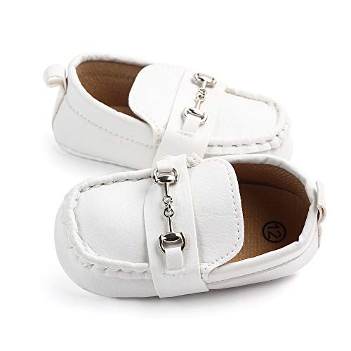 Qietion Baby Girls Boys Loafers, Cute Newborn Crib Shoes, Prewalkerpu Sneakers, Perfect For Baptism/Crawling/Wedding White 12-18 Months V201-Wt13 #TOP4