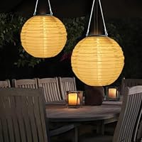 Auting solar lampions außen wetterfest , 2 Stück 20cm Solarlampen für außen hängend, Nylon lampions solar outdoor für Garten, Terrasse, Hochzeit, Fest Deko(Warmweiß)